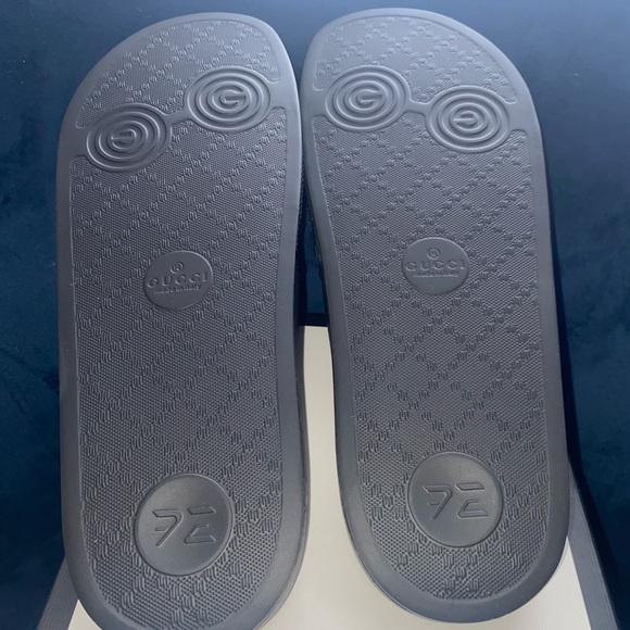 ❌SOLD❌GUCCI WEB BOW RED & GREEN SATIN/RUBBER SANDALS SLIDES SZ 11 US 41 W/BOX - Picture 9 of 10